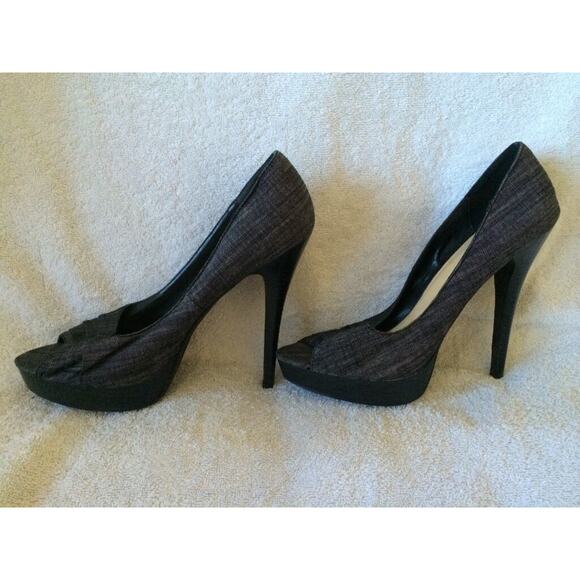 PAPRIKA Gray Peep Toe High Heel Canvas Women’s Stilettos Shoe Size 9 - Picture 3 of 4